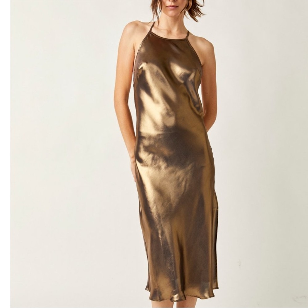 NEW FREE PEOPLE Sunset Shimmer Midi Slip  dress 2S4